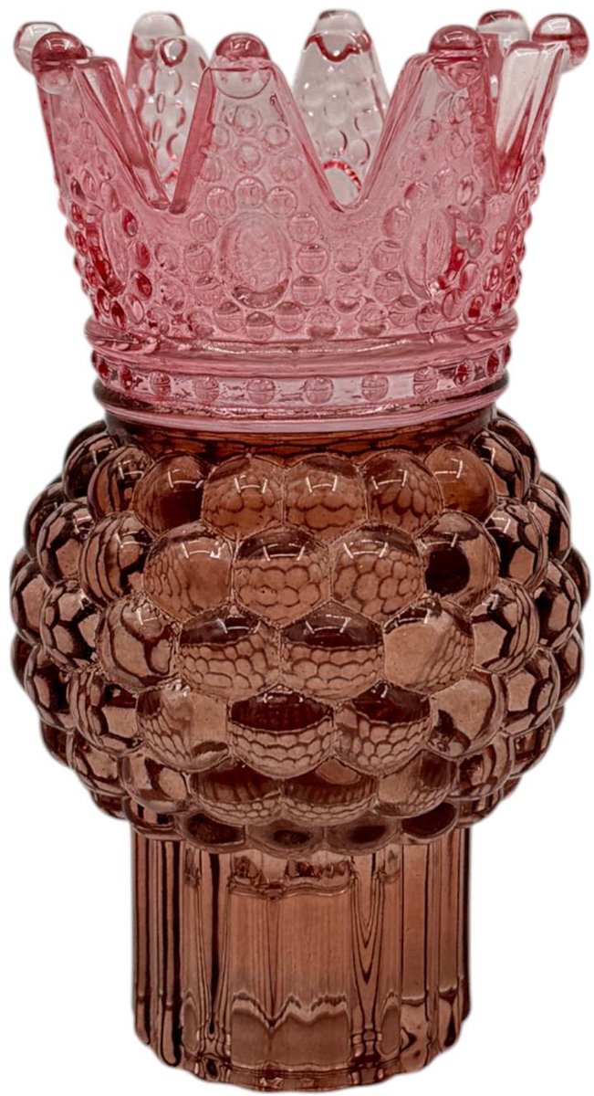 Kandelaar met kroon rood 8x13,8cm
