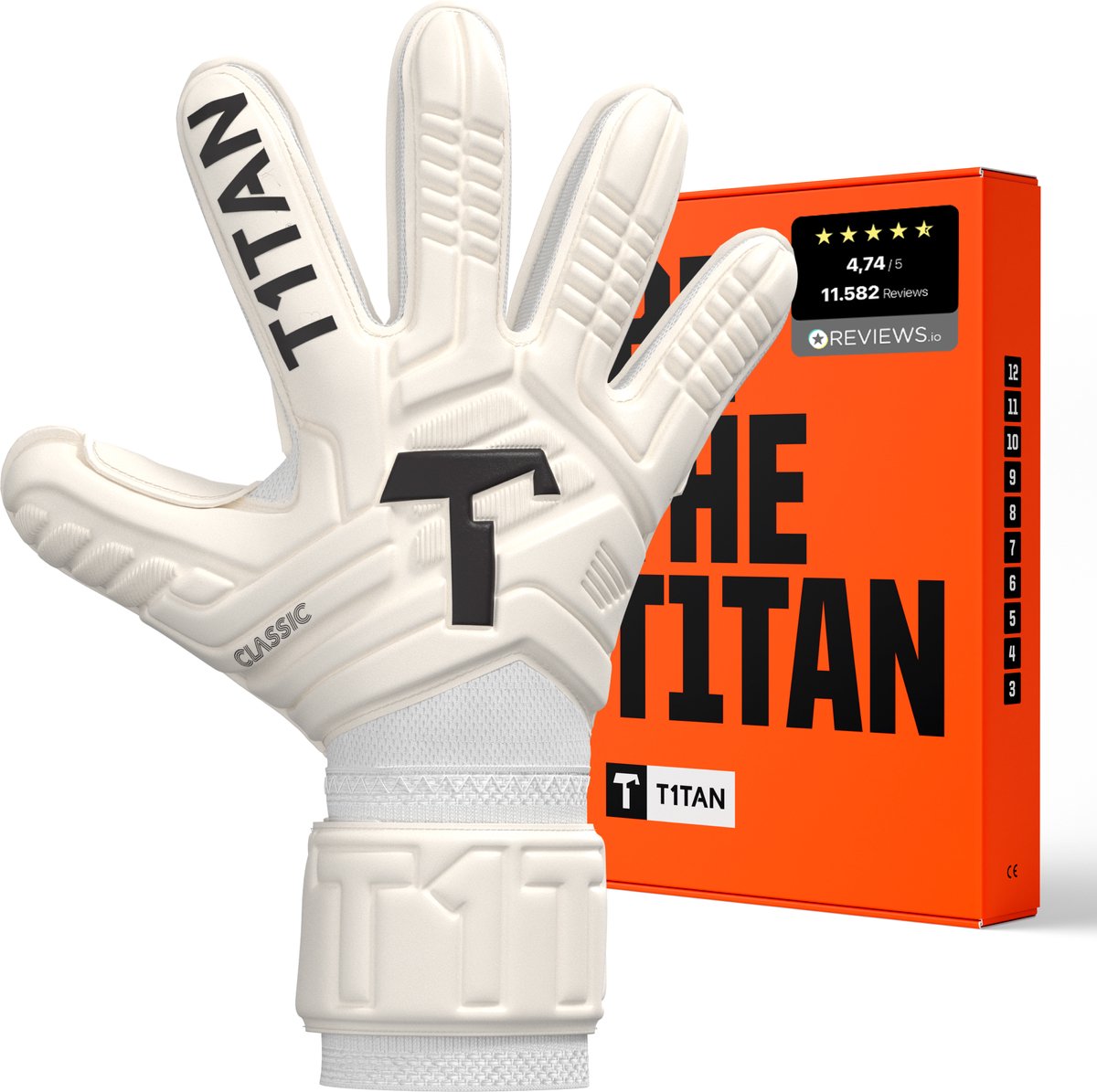 T1TAN Classic 1.0 White-Out Keepershandschoenen volwassenen & jongeren - Maat 10