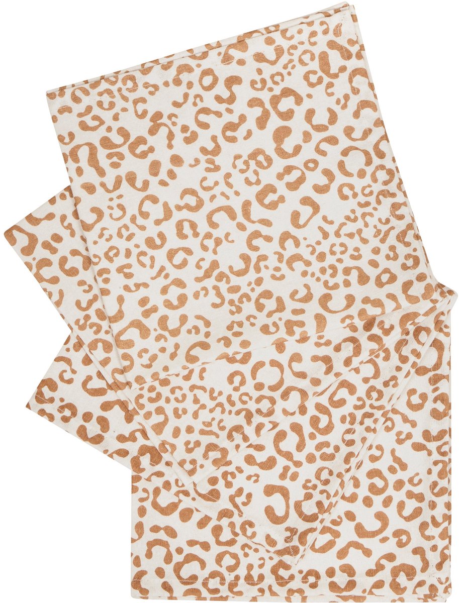 Atmosphera Servetten Leopadi 40x40cm - Set van 4 stuks - Katoen - Oranje