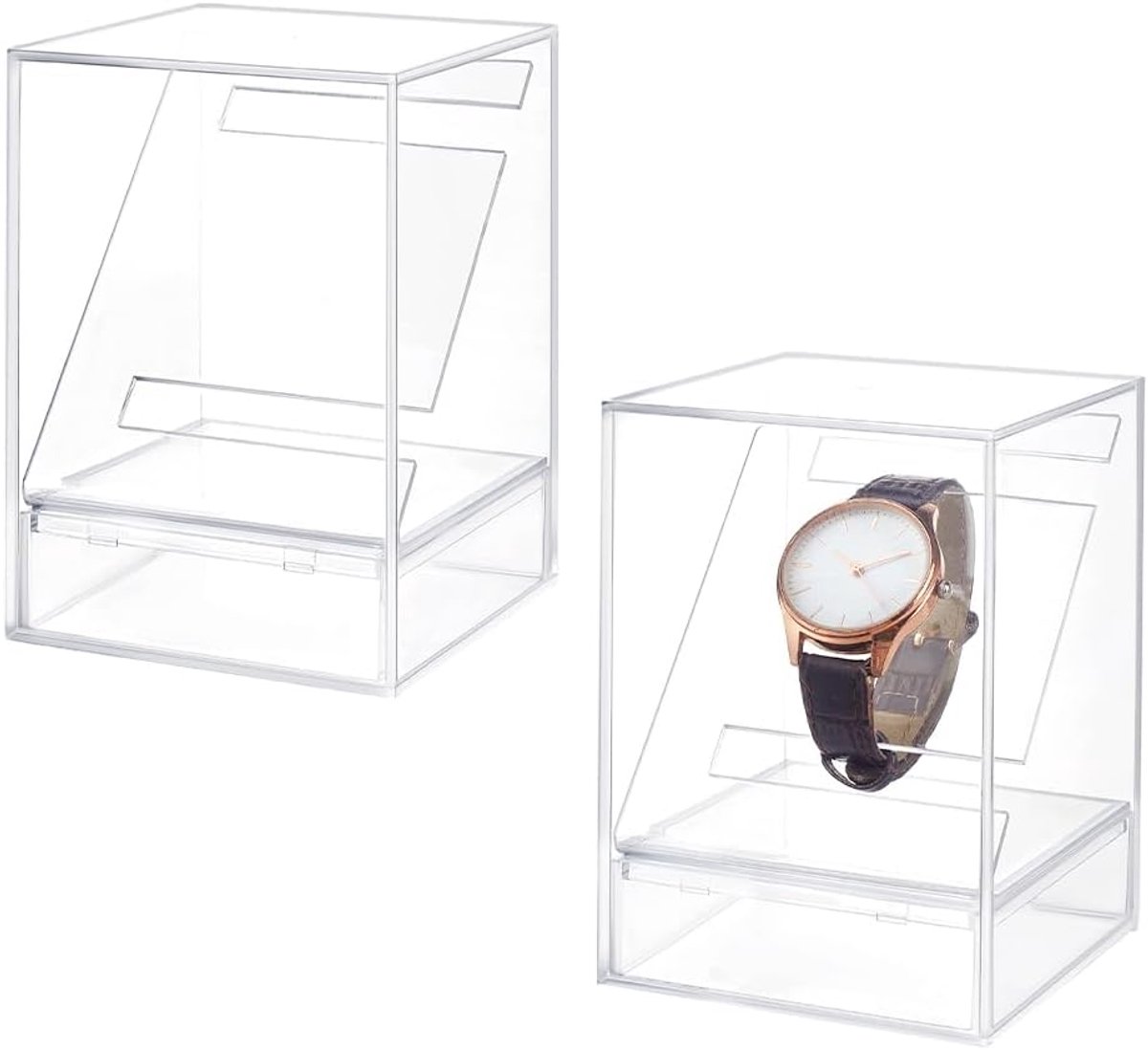 2pcs Watch Display Stand Boxes - 3x3x4.7inch Clear Acrylic Single Watch Holder Case - Bracelet Display Rack Jewelry Holder - Watches Organizer Storage Stands voor Mannen Vrouwen Horloges