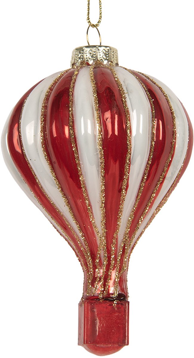 Clayre & Eef Kersthanger Luchtballon Ø 6x9 cm Rood Glas