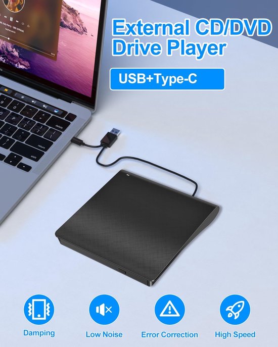 Extern CD- DVD-Station, External CD-R/RW Drive Brander USB 3.0 en Type ...