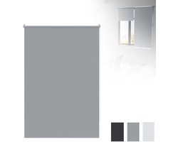 Rolgordijn Verduisterend – Verduistering & Warmtebescherming – Zonder Boren – Grijs – 120x210cm – 100% polyester