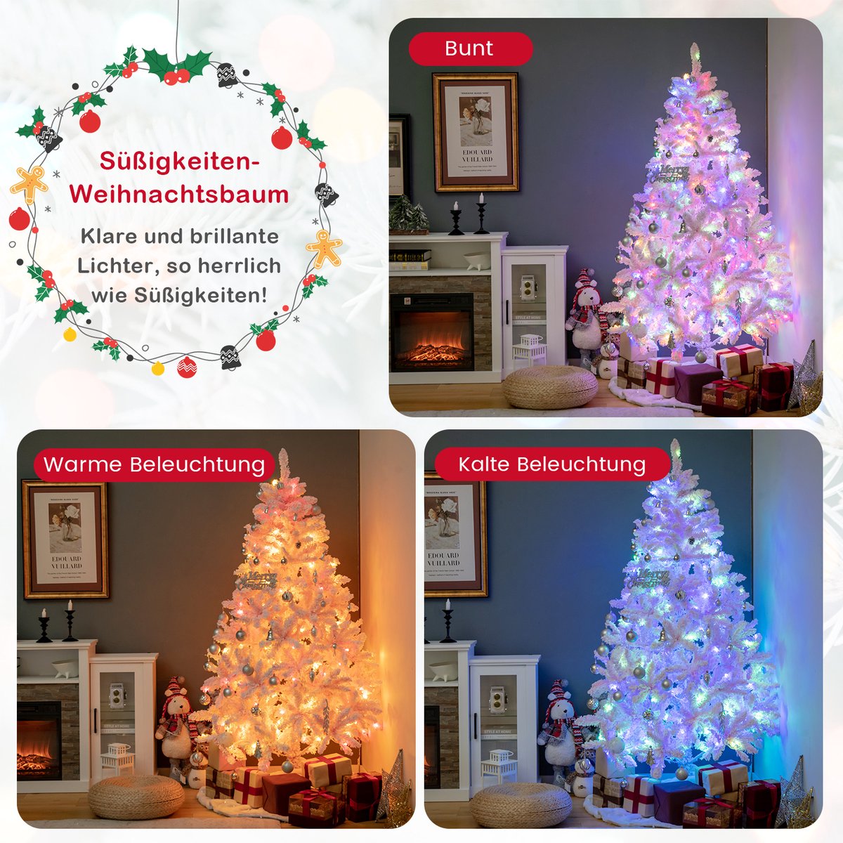 SPRINGOS decoratieve boom LED berkenboom 150 cm 72 LEDs warm witte kunstboom Kerst woonaccessoires binnen buiten