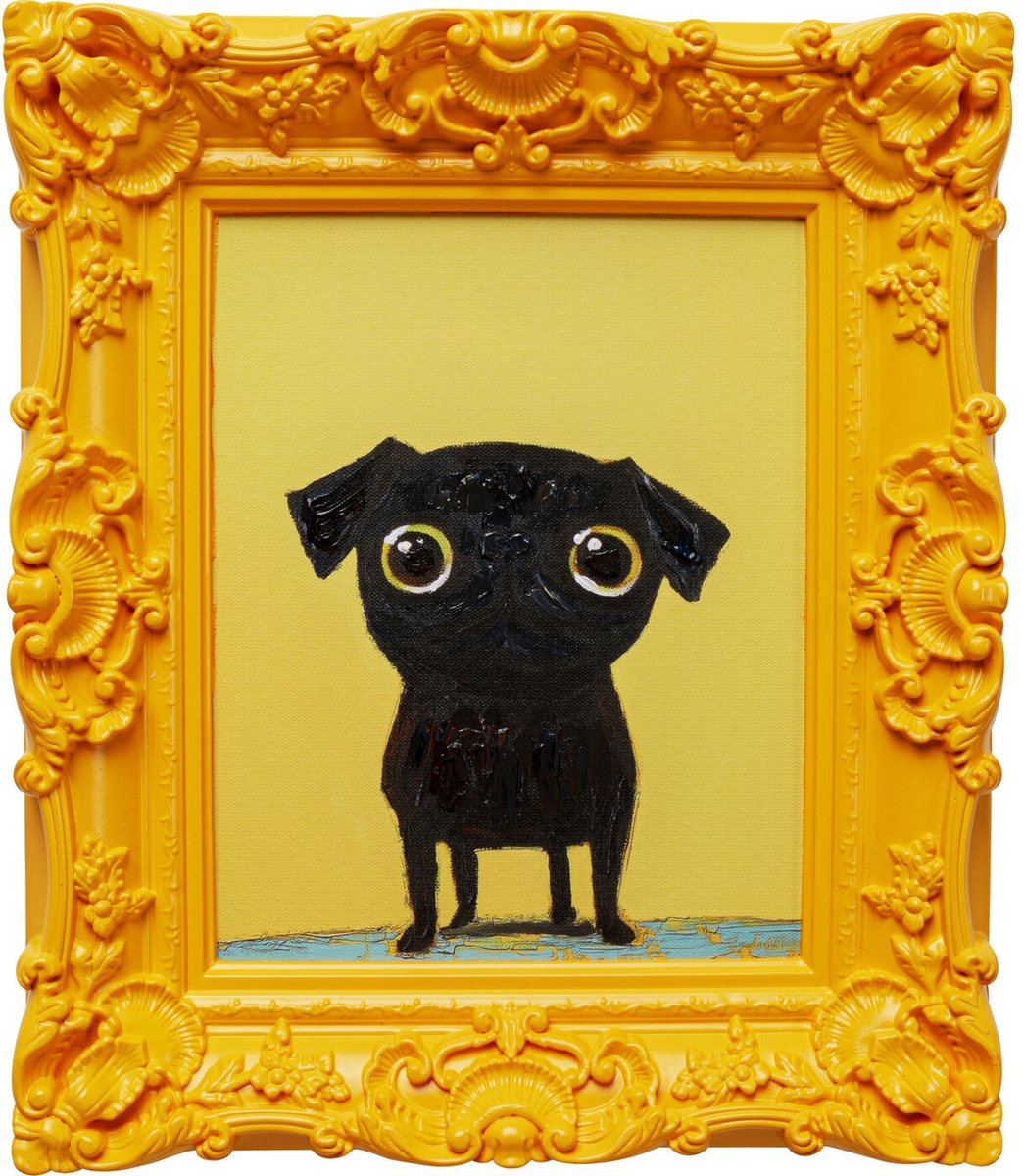 Kare Design Schilderij geel zwart hond 30x35cm Kare Design