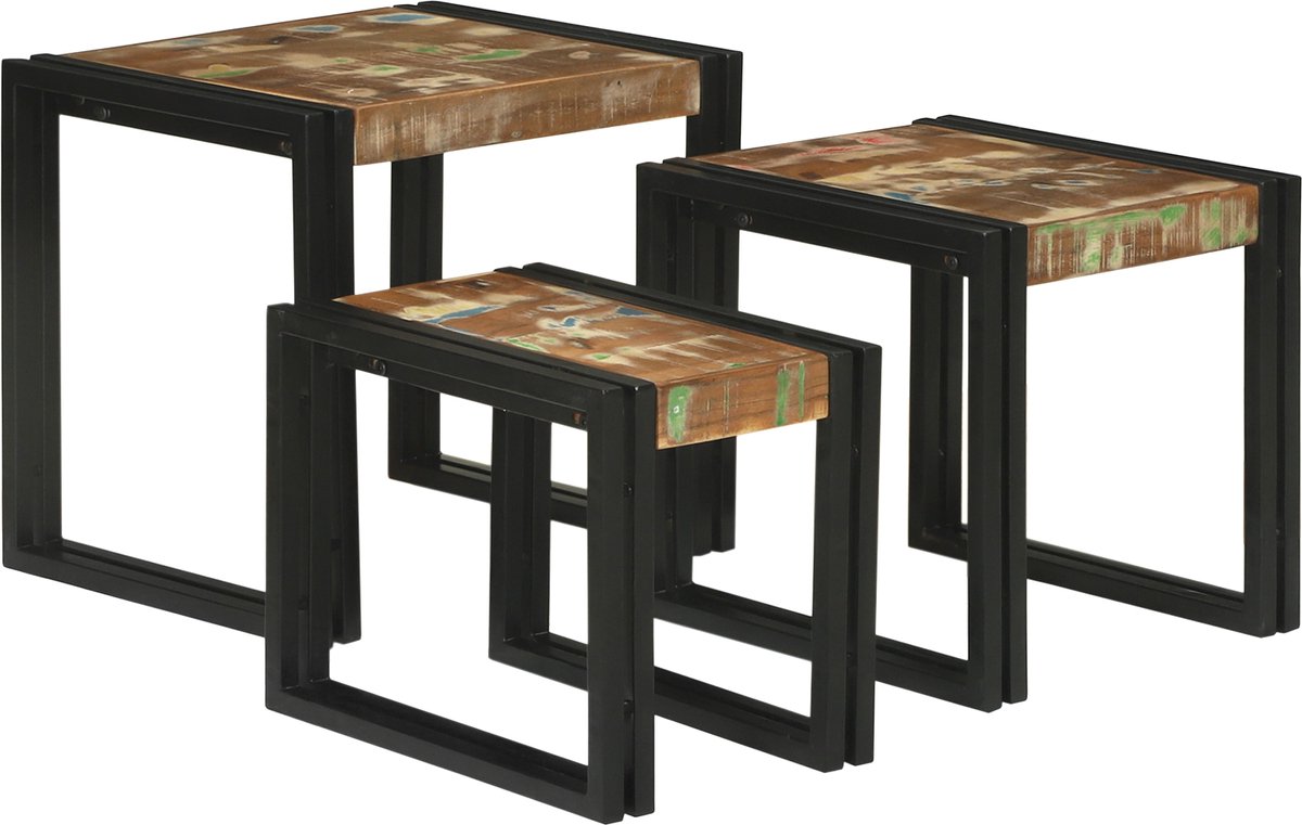 vidaXL Nesttafel - 3 - st - Bruin - en - Zwart - 50 - x - 40 - x - 45 - cm Bruin en zwart