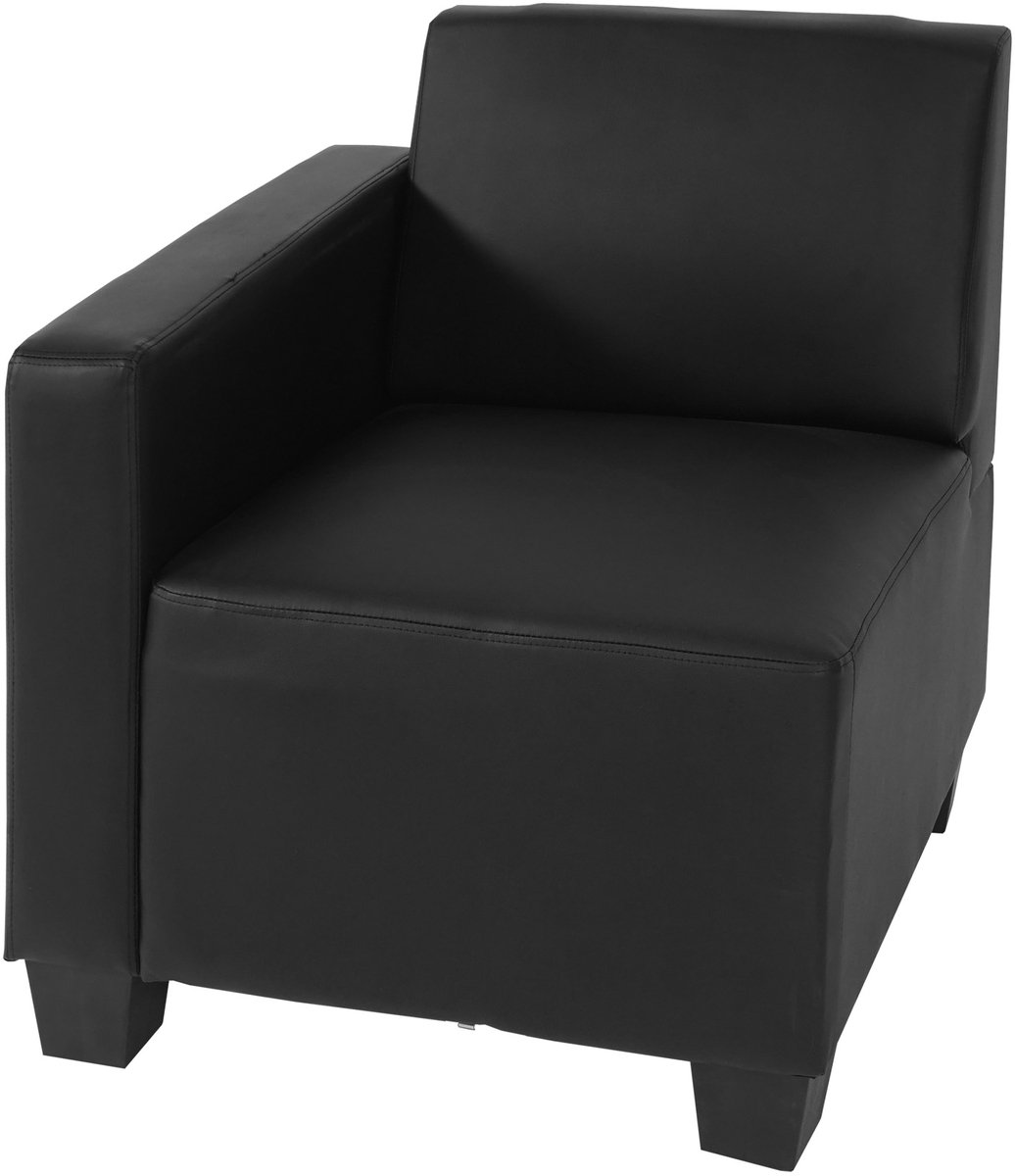 Modulair zijpaneel links, fauteuil met armleuning Lyon, kunstleer ~ zwart