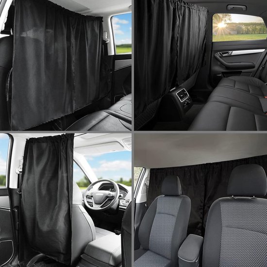 KZQ Auto privacy gordijn - auto verduisteringsgordijn - privacy gordijn - auto scheidingsgordijn - zonnescherm - scheidingswand tussen de achterbank - 70×80cm - verduisterings zonnescherm - geschikt voor reizen, kamperen, dutjes doen, slapen - zwart van Merkloos — afbeelding 2