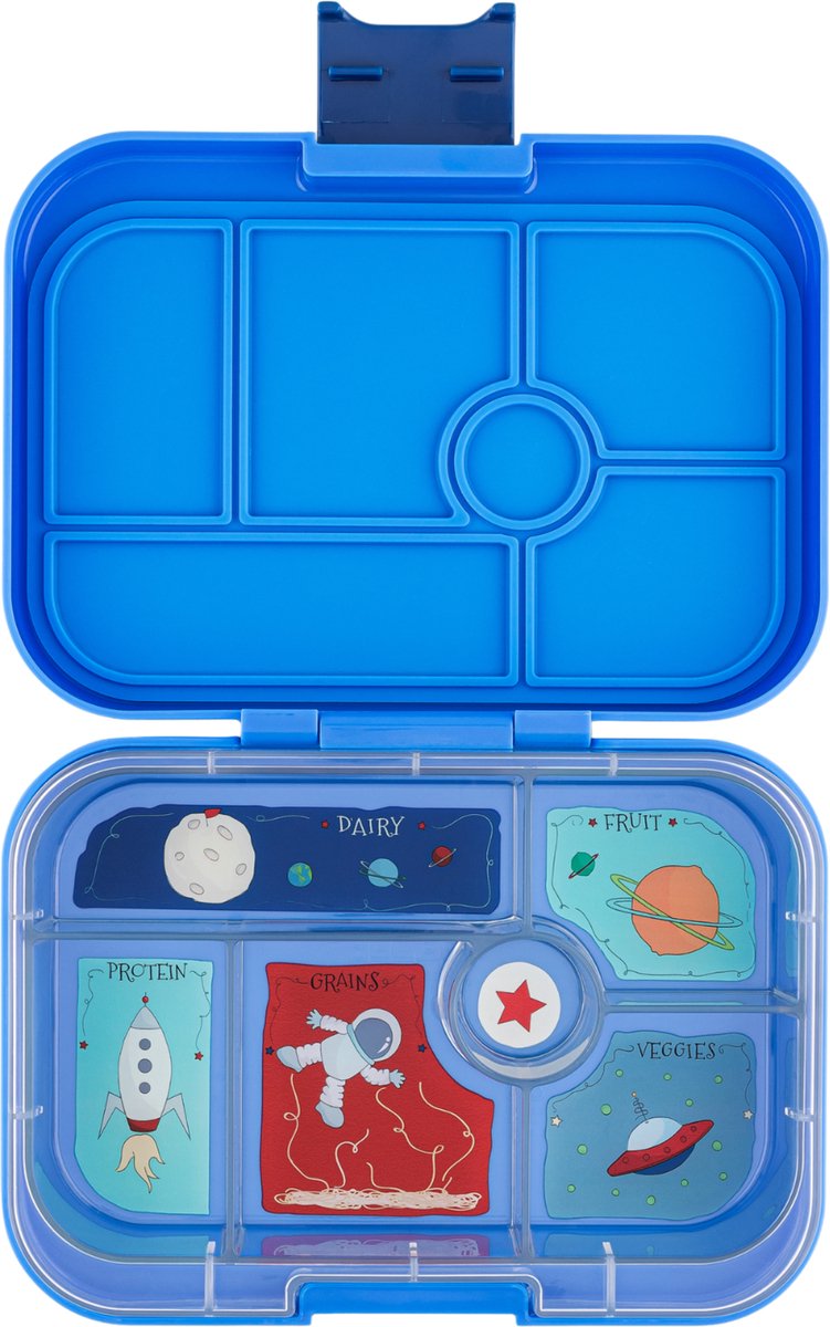 Yumbox Original - lekvrije Bento box lunchbox - 6 vakken - Surf Blauw / Raket tray