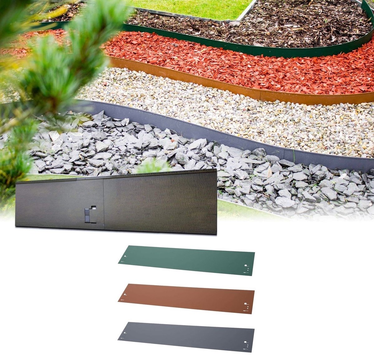Borderrand metaal Hoogte 18.5 cm Lengte 120 cm | Gazonrand | Kantopsluiting, Grijs