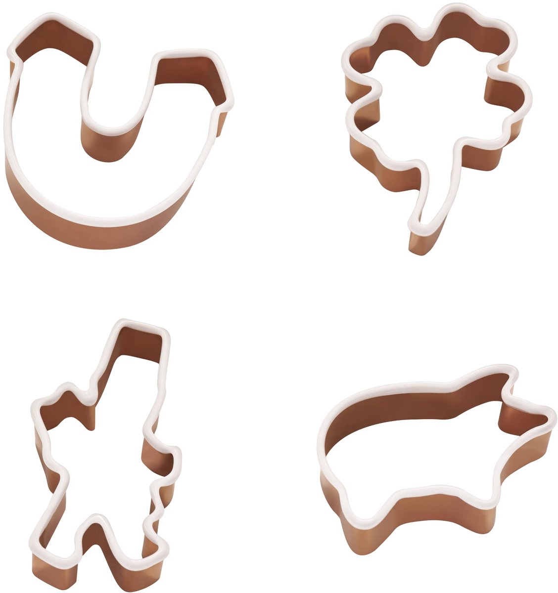 Lurch 10546 Koekjesvormpjes geluksset van 4 schoorsteenveger, hoefijzer, varken, klaverblad van roestvrij staal met siliconen coating