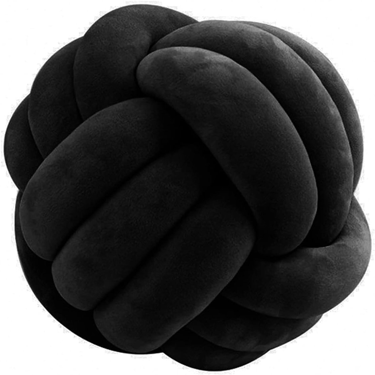 Unyqoos Knoopkussen Geknoopte Bal Ronde Pluche Decoratie Voor Bank, Bed En Slaapkamer Zwart 25 cm