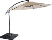 Luxe zweefparasol MCW-D14, parasol, rond Ø 3m polyester aluminium/staal 14kg ~ crème-wit met voet
