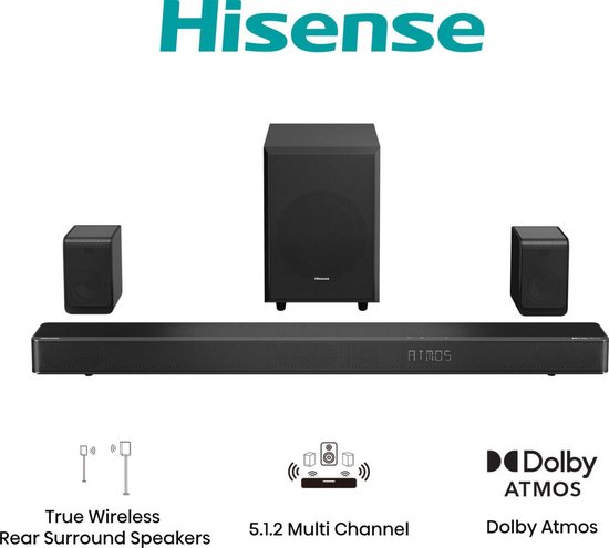 Hisense AX5125H soundbar luidspreker Zwart 5.1.2 kanalen 500 - Hisense - €335,82