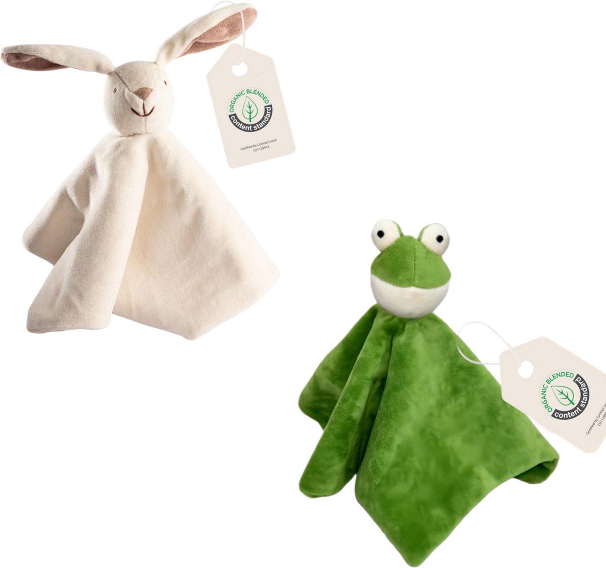 Cute since 1999 - Biologisch Knuffeldoekje - Konijn & kikker - Doudou - 2 stuks - 35 x 35 cm