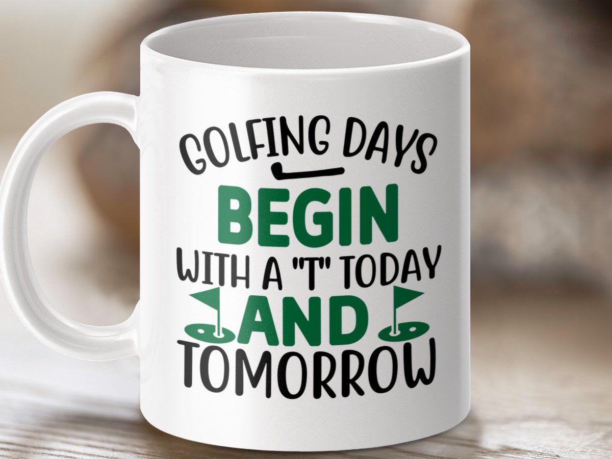 golf mug, golf cadeau, funny golf, golf vandaag, golf morgen, golf thema, golf liefhebber, golf quote, koffie mok, golf sport, golf design, golfing days, cadeau idee