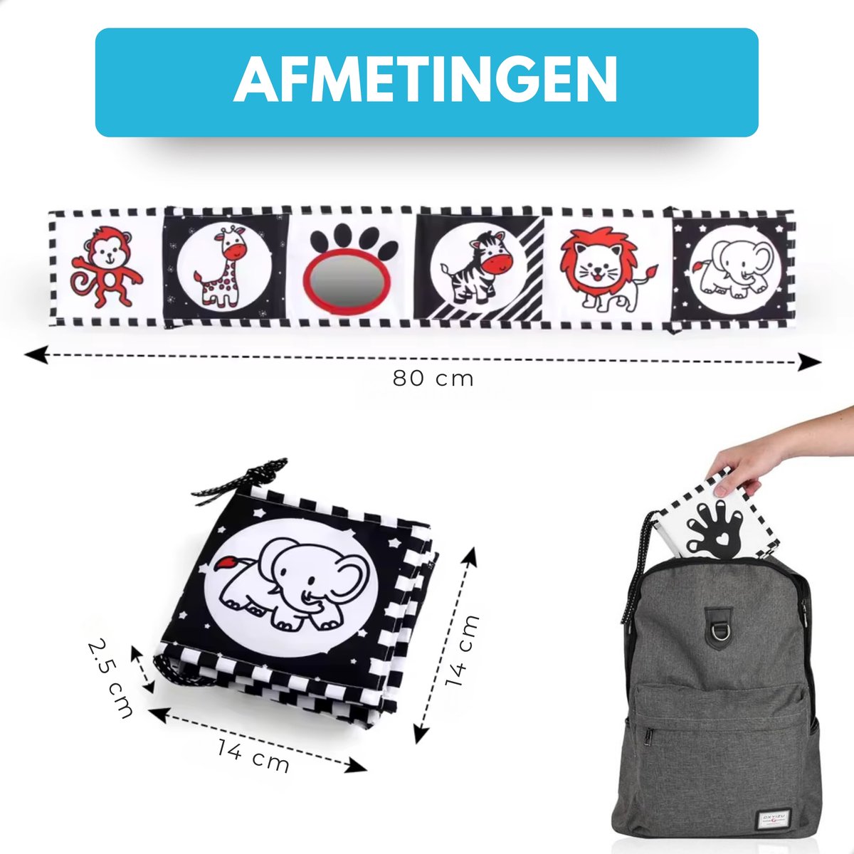 Boncy® Knisperboekje Baby - Speelgoed Tummy Time - Buikligtrainer - Montessori Boekjes eerste jaar 0 1 2 - Boek 6 maanden - Babyboek buggyboekje - Babyspeelgoed - Box Activiteitenboek — afbeelding 9