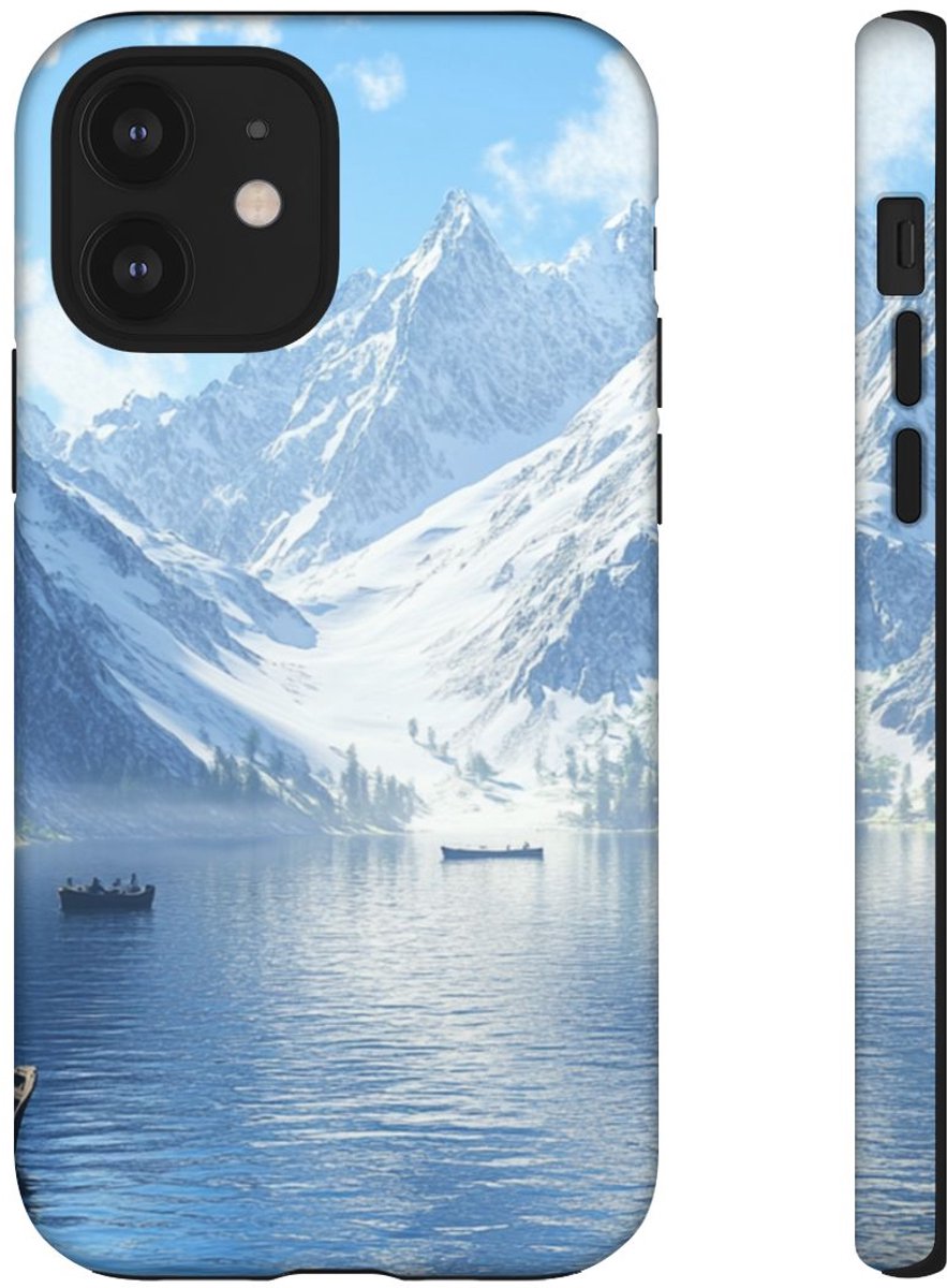 Sereen Bergmeer met Roeiboten – Telefoonhoesje Geschikt voor iPhone 12