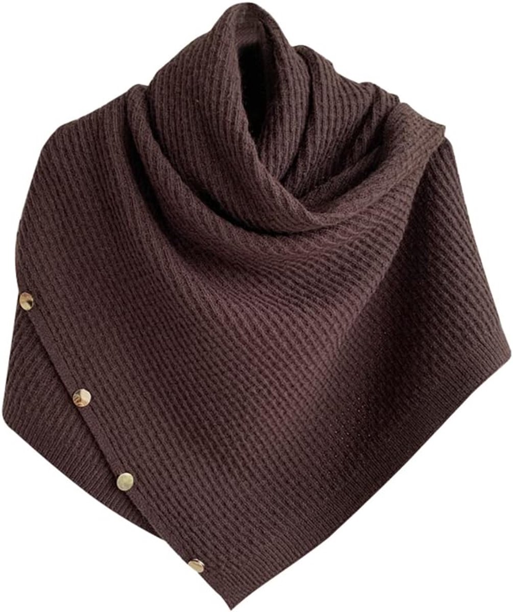 Vrouwen Sjaal - Poncho Sjaal met Knopen - Gestreepte Zachte Cape - Gebreide Winter Warm Cadeau voor Grootmoeder - Moeder of Vriendin in de Winter