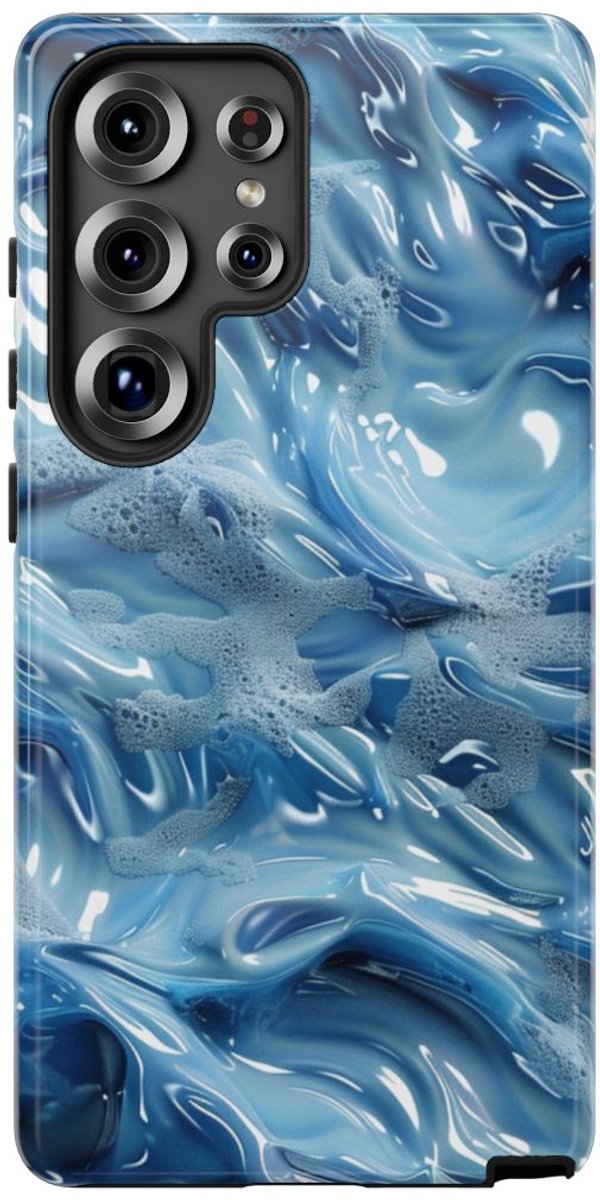 Blauw Abstract Golvend Patroon – Telefoonhoesje Geschikt voor Samsung Galaxy S25 Ultra