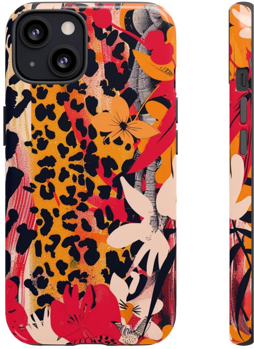 Abstracte Bloemen- en Dierenprint – Telefoonhoesje Geschikt voor iPhone 13