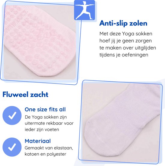 Hilvard Yoga sokken - Pilates sokken - Enkelsokken - 3 Paar - Zwart - Antislip sokken - One size fits all van Merkloos — afbeelding 2