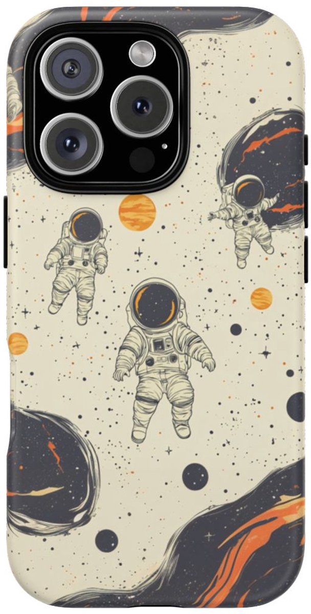 Astronauten en Kosmische Wolkenpatroon – Telefoonhoesje Geschikt voor iPhone 16 Pro