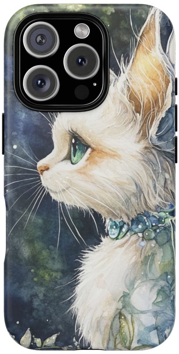 Aquarel Sprookjeskat met Vleugels – Telefoonhoesje Geschikt voor iPhone 16 Pro
