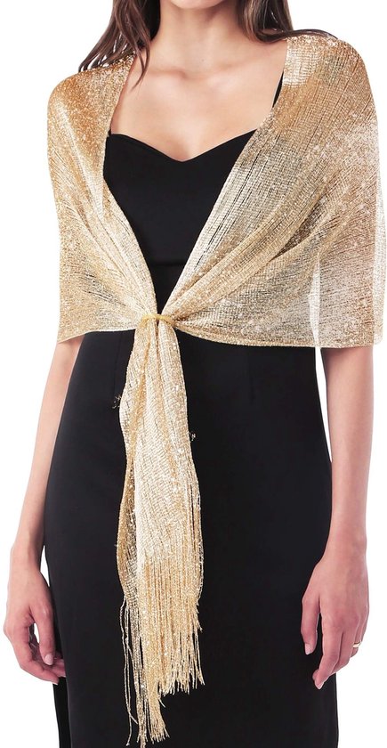 Dames avond wikkel stola sjaal voor jurken sprankelende metallic sjaals voor bruiloften, feesten, bruidsmeisjes, gala's