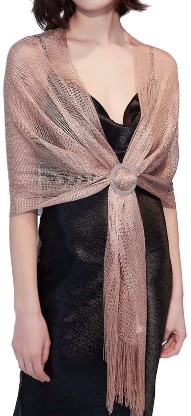 Dames avond wikkel stola sjaal voor jurken sprankelende metallic sjaals voor bruiloften, feesten, bruidsmeisjes, gala's