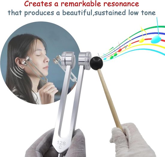 Oorreinigingstool oorvibratie - stemvork 128 hz - stemvorken set - stemvorktherapie - stemvorkset - wordt geleverd met siliconenhamer, reparatietool en zwarte opbergtas van Merkloos — afbeelding 4