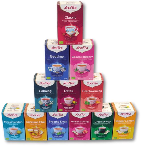 Yogi Tea top 12 pakjes x17 theezakjes - incl. gratis Yogi Tea Brochure en een gratis theezakje.