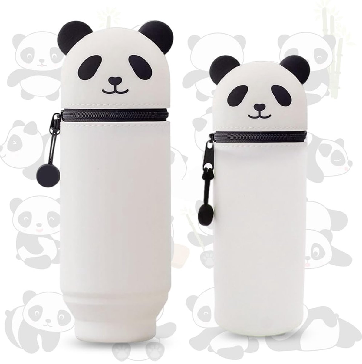 WVFHVISL Etui Penhouder Kawaii Etui 2 in 1 Zachte Cartoon Etui Siliconen Telescopische Etui Schattige Panda voor Kinderen School Thuis Kantoorbenodigdheden
