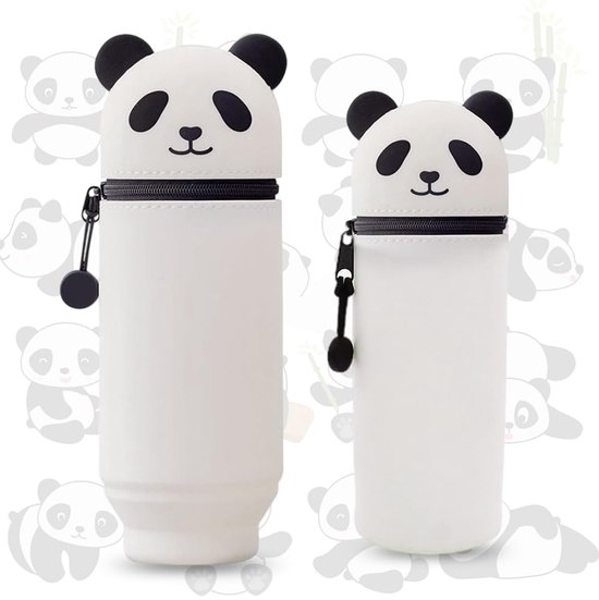 2-in-1 schooletui van zacht siliconen, Kawaii pennenzak, cartoon