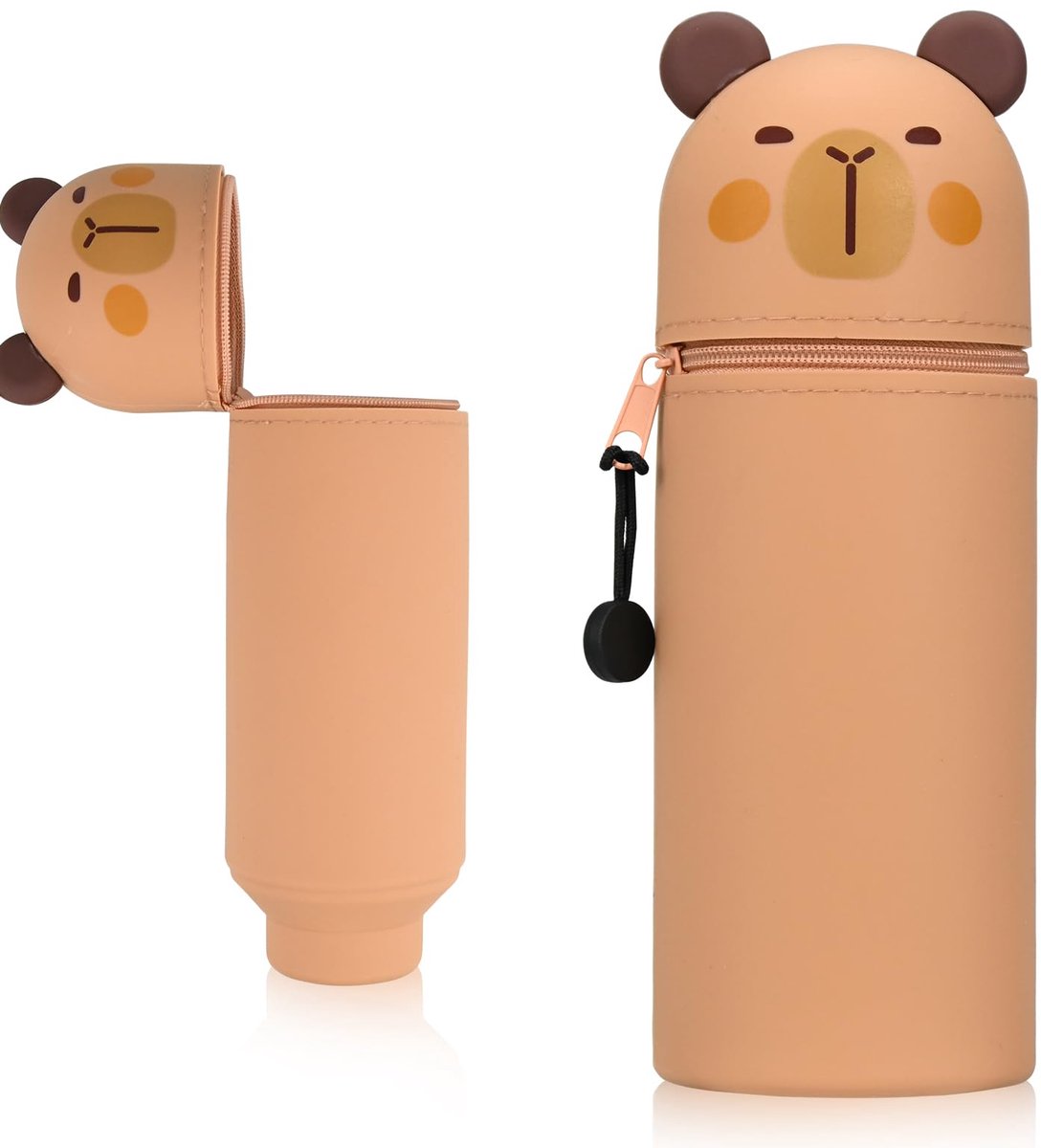 Kawaii siliconen etui, 2-in-1 schooletui, dierenetui, geschikt voor jongens en meisjes, kantooretui (Capybara)