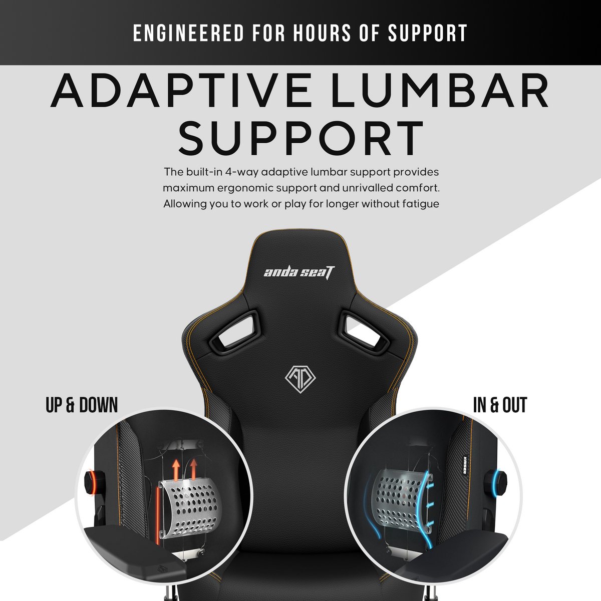 Andaseat Kaiser 3 Gamestoel Zwart Ergonomisch Large - afbeelding 3