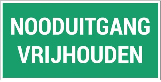 Foto: Nooduitgang vrijhouden sticker 20 x 10 cm
