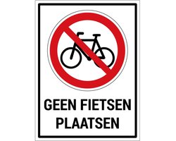 Geen fietsen plaatsen sticker met tekst - 20 x 15 cm