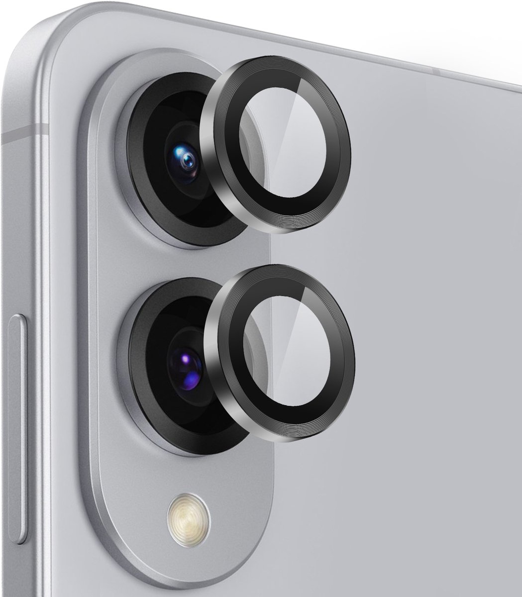 ENKAY, Camera Protector Geschikt voor Samsung Galaxy S25 Edge Aluminium Contour Gehard Glas, Zwart