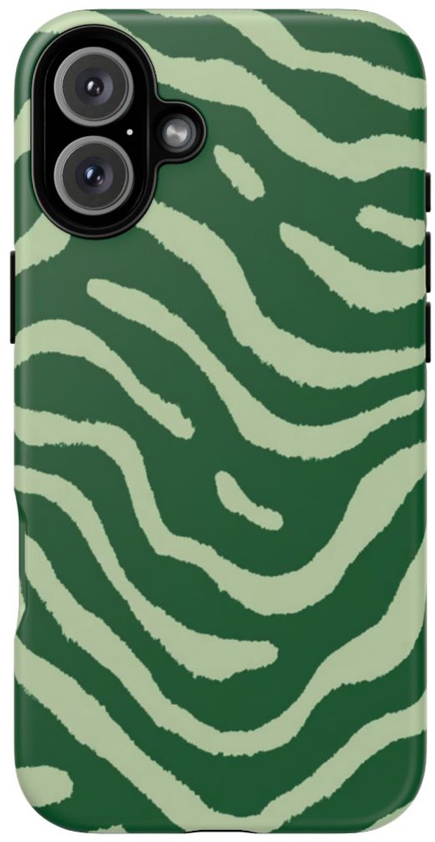 Groen Golvend Strepenpatroon – Telefoonhoesje Geschikt voor iPhone 16 Plus