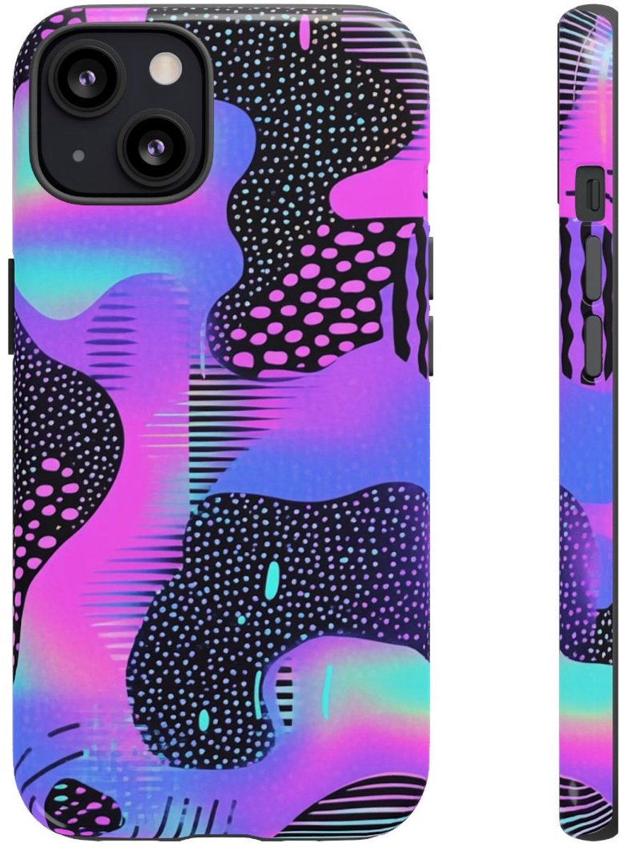 Abstract Neon Vaporwave Patroon – Telefoonhoesje Geschikt voor iPhone 13