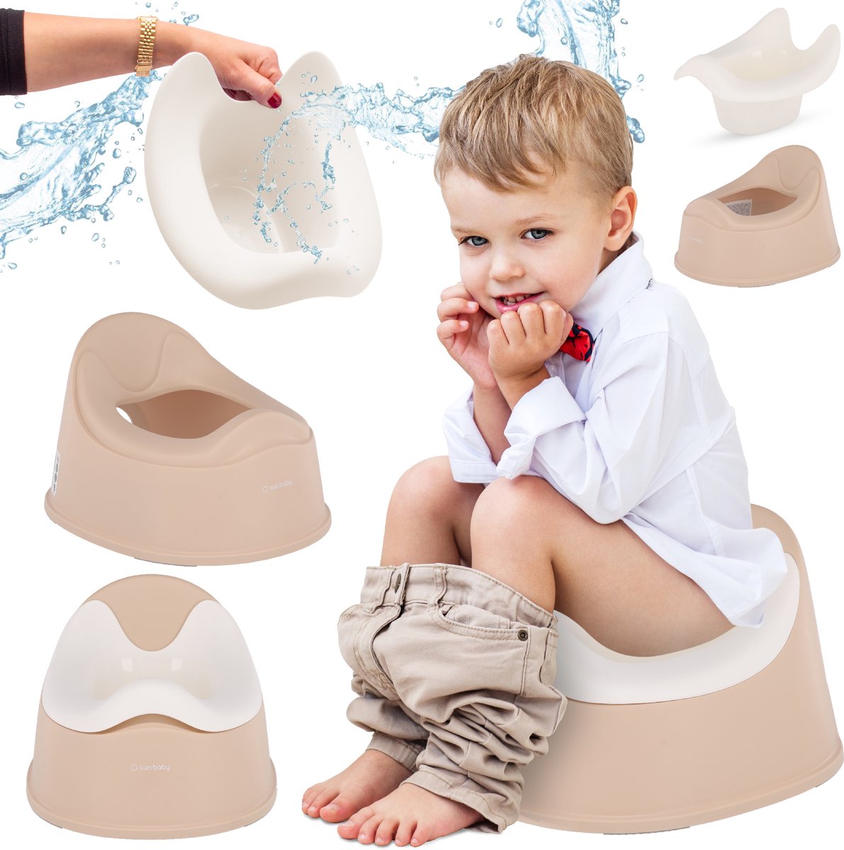 sun baby Potje - 18-36 maanden - antislipvoeten, ergonomische rugleuning, verwijderbare inzet, kunststof, tot 15 kg - Beige-Wit