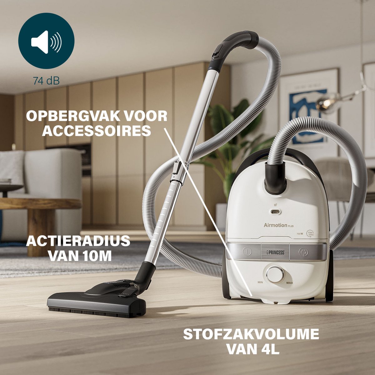 Princess 335080 - Multicycloon Stofzuiger - Stofzuiger Zonder Zak Alle Vloertypes Snoer 8 Meter Grote Inhoud 4 Liter Volume