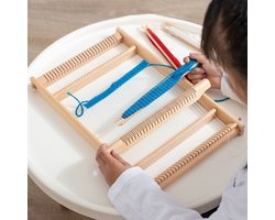 CHIWIN Houten Weefraam Set – 60x54 cm Webmachine met Standaard – DIY Weefgetouw voor Kinderen & Volwassenen – Handwerken Knutselset
