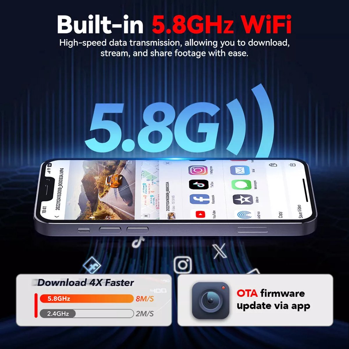Redtiger A4 4K Touch Wifi Gps 2CH 64gb dashcam - 2,2 inch touch screen Lcd - 4K resolutie - 64gb Micro SD kaart thumbnail 4