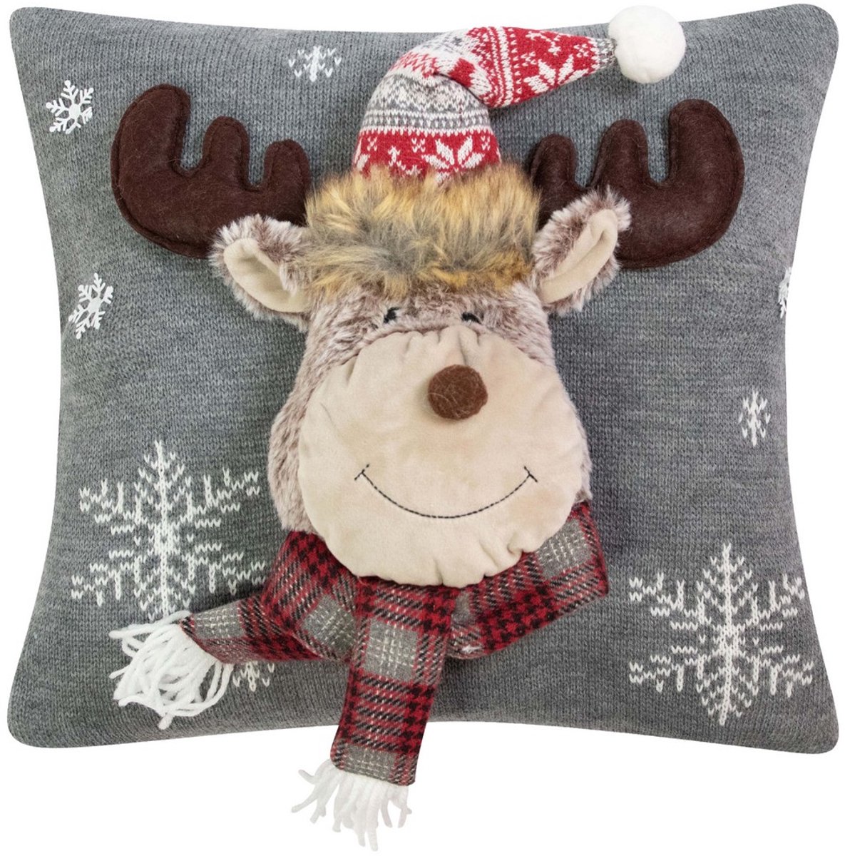 Mars & More Knitted Rudolf 2 kussen grijs 40x40cm