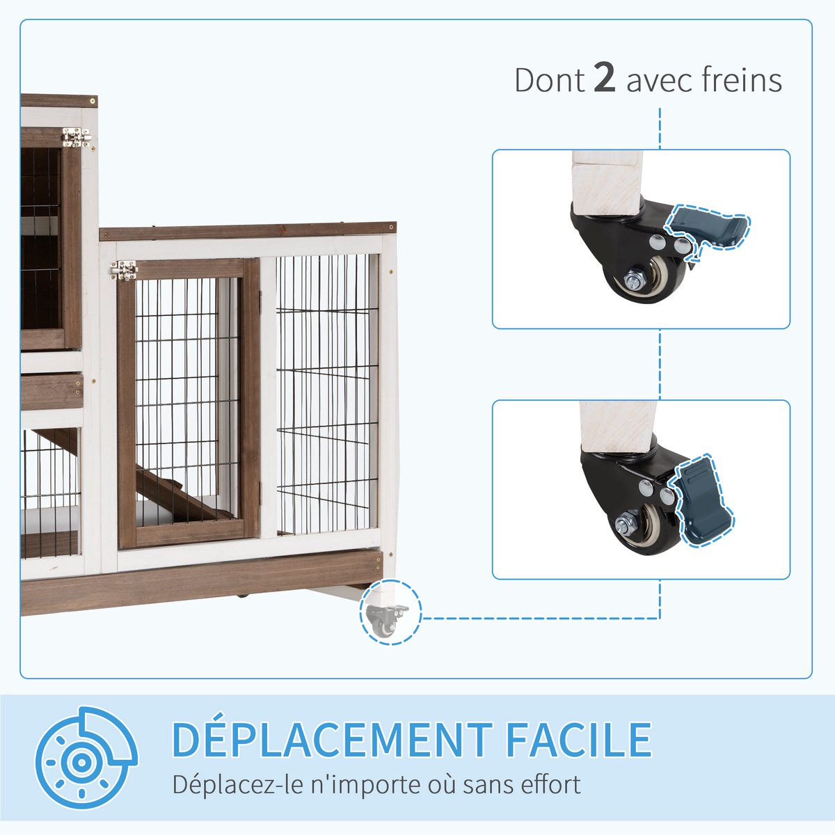 Clapier d'extérieur avec 2 Etages Marron et Blanc Bois 90x45x90 cm Cage Clapier d'extérieur avec 2 Etages Marron et Blanc Bois 90x45x90 cm Cage