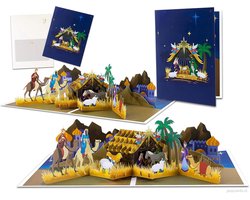 Popcards pop-up kaart – Kerststal Bethlehem met Jozef, Maria, kindje Jezus & de 3 Wijzen kerstkaart pop-up wenskaart 3D kaart