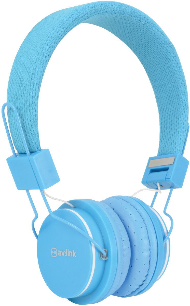 AV:Link CH850-BLU educatieve school kinderhoofdtelefoon met volumebegrenzer en microfoon