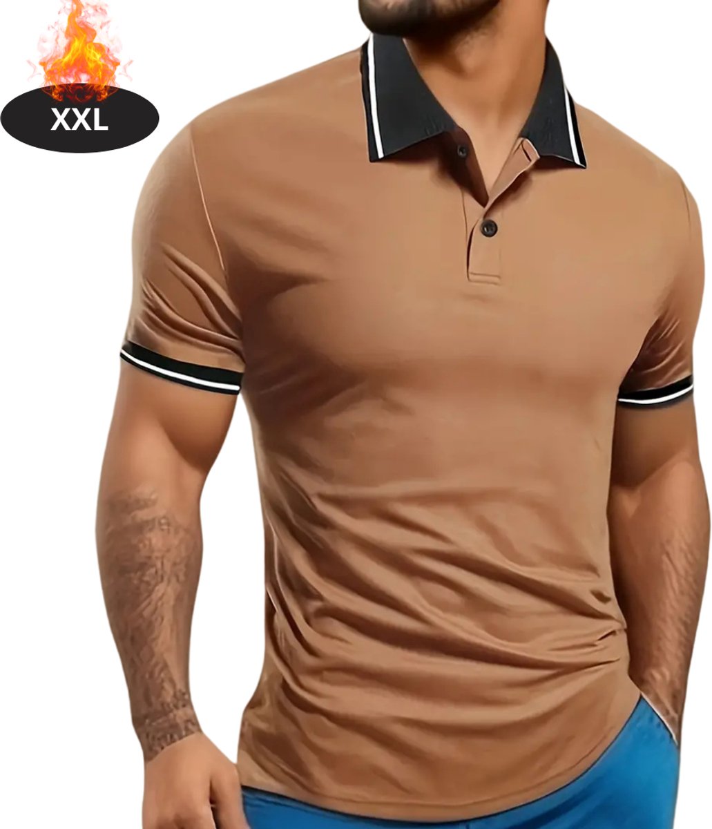 Livano Poloshirt Heren T-Shirt Heren Shirt Overhemd Polo Shirt Koffie Bruin